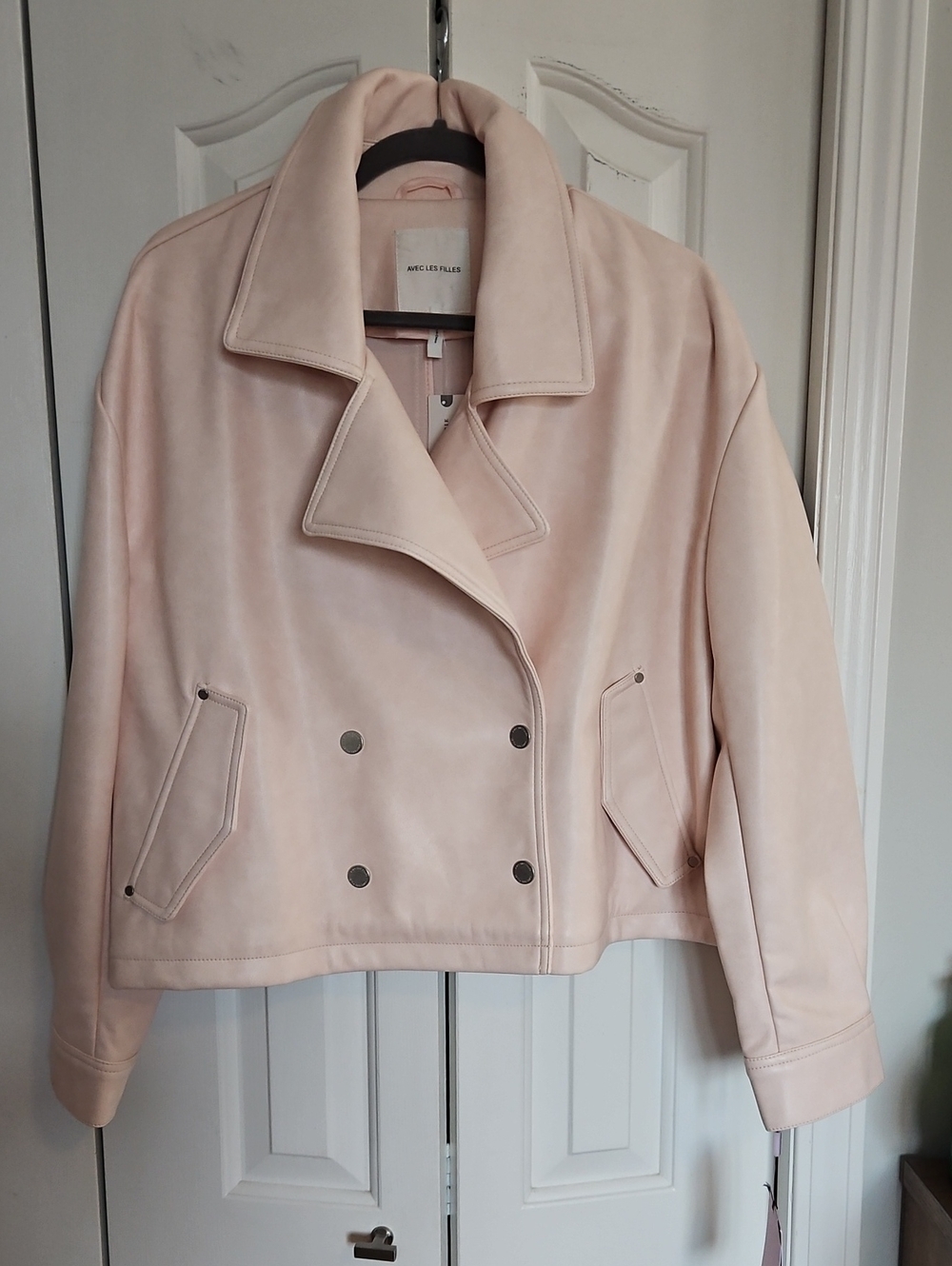 NWT Avec Les Filles From Anthropologie Faux-Leather Cropped Peacoat 🌸 Size L